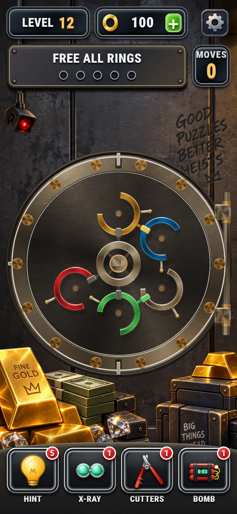 Level 12: rings locked on the vault door